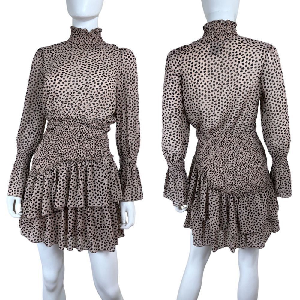 Hello Molly Don't Take It Personal Size S Smock Ruffle Tier Animal Mini Dress - Picture 1 of 17